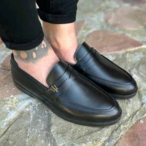 کفش کالج مردانه مدل چرم طبیعی کد 00017t.k رنگ مشکی